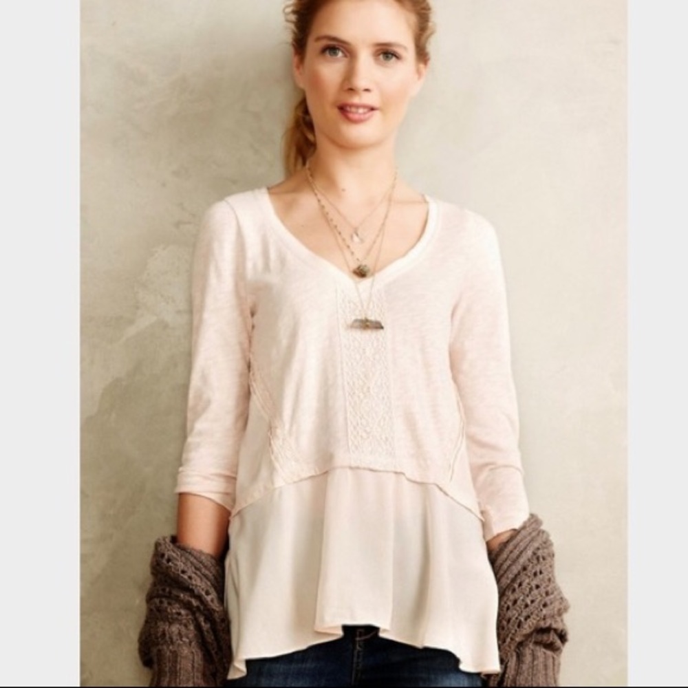 Anthropologie Meadow Rue top pink size M